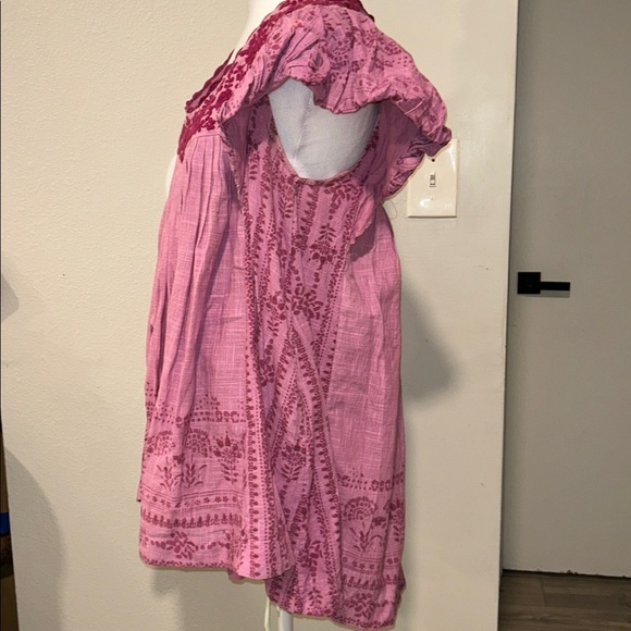 Free People Cutie Pie Romper In Azalea Combo Pink Embroidered Boho Romper Size L - Picture 8 of 16